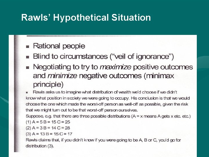 Rawls’ Hypothetical Situation 
