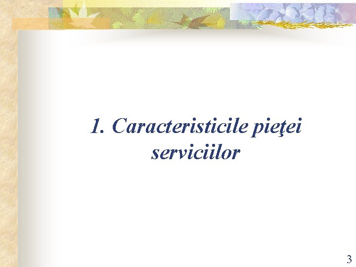 1. Caracteristicile pieţei serviciilor 3 