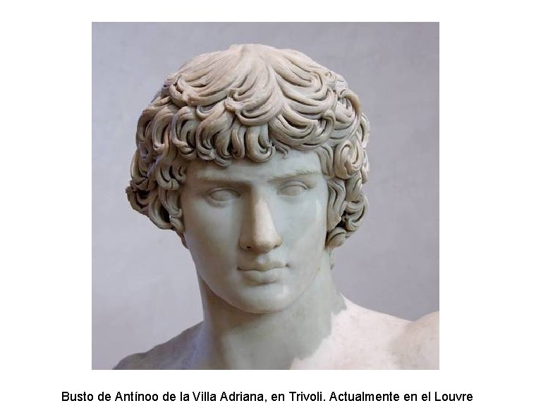 Busto de Antínoo de la Villa Adriana, en Trivoli. Actualmente en el Louvre 