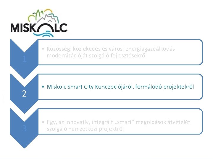 1 2 3 • Közösségi közlekedés és városi energiagazdálkodás modernizációját szolgáló fejlesztésekről • Miskolc