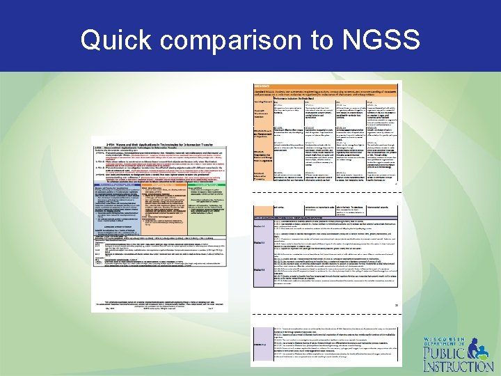 Quick comparison to NGSS 