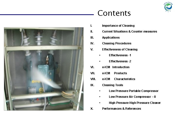 Contents I. Importance of Cleaning II. Current Situations & Counter-measures III. Applications IV. Cleaning