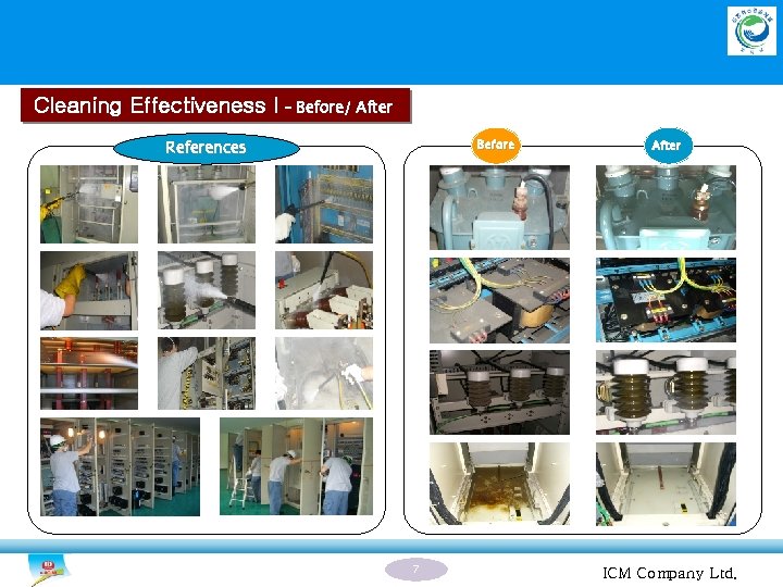 Cleaning Effectiveness I – Before/ After Before References After ☞ ☞ 7 ICM Company