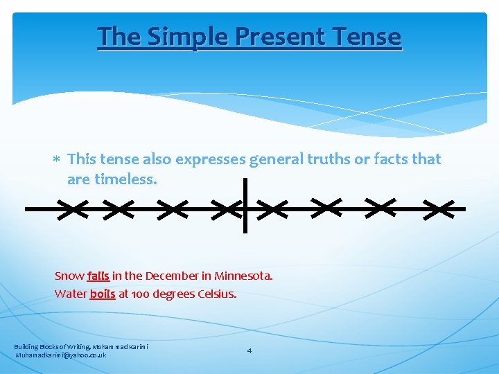 The Simple Present Tense This tense also expresses general truths or facts that are