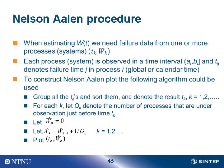 Nelson Aalen procedure n 45 