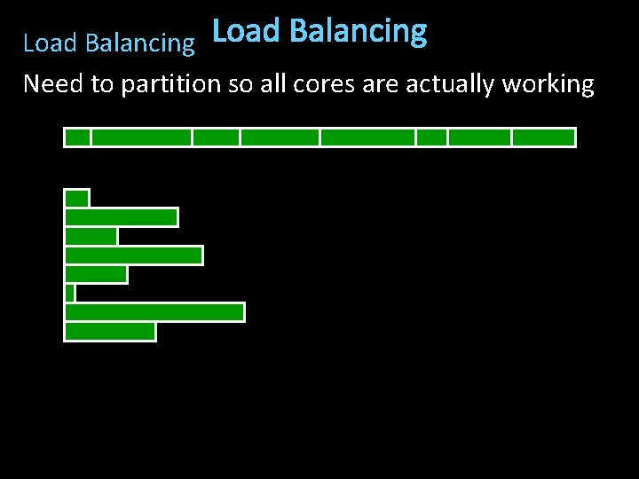 Load Balancing Need to partition so all cores are actually working 