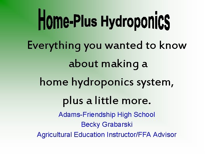 Everything you wanted to know about making a home hydroponics system, plus a little