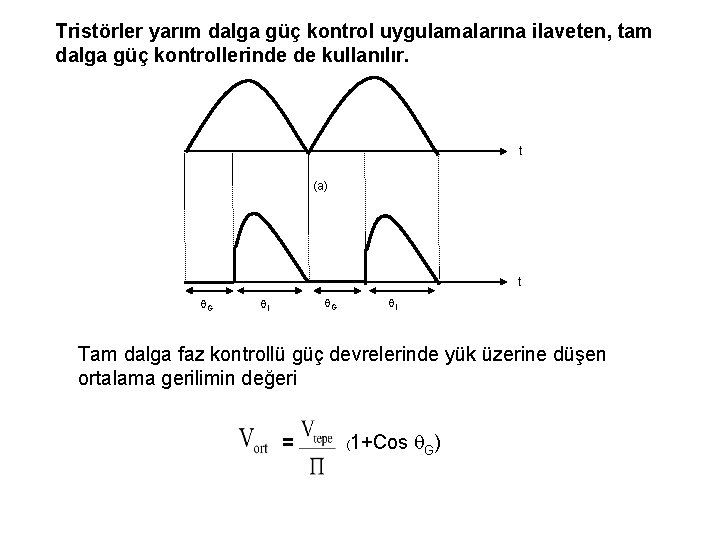 Tristörler yarım dalga güç kontrol uygulamalarına ilaveten, tam dalga güç kontrollerinde de kullanılır. t