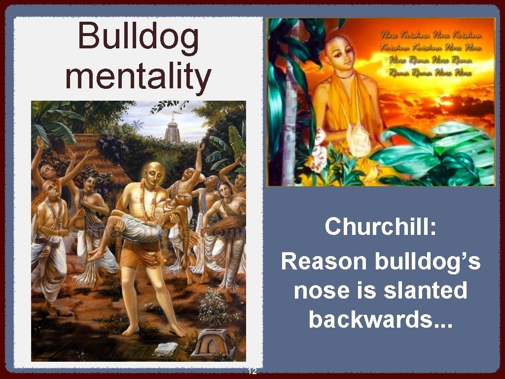 Bulldog mentality Churchill: Reason bulldog’s nose is slanted backwards. . . 12 