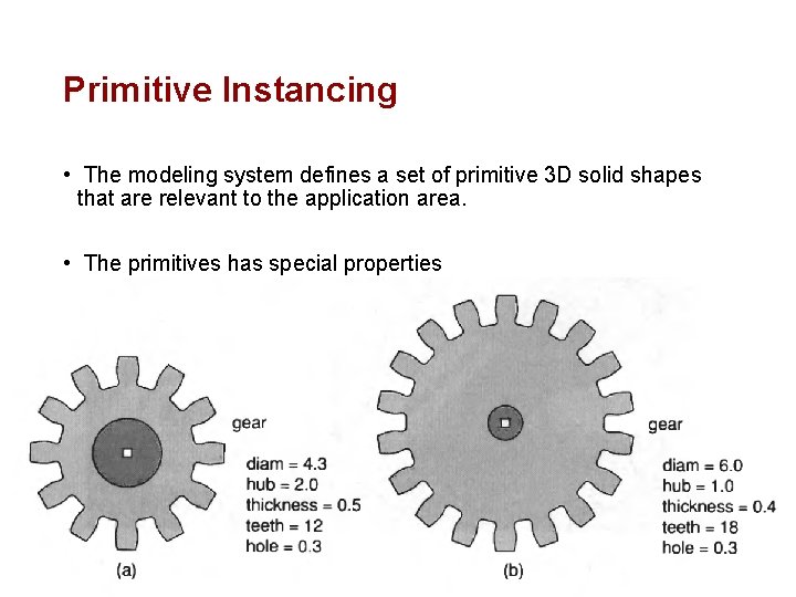 Primitive Instancing • The modeling system defines a set of primitive 3 D solid