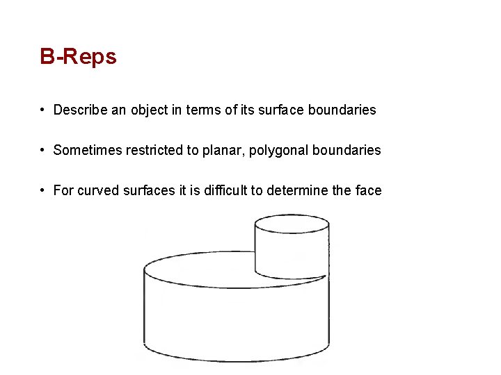 B-Reps • Describe an object in terms of its surface boundaries • Sometimes restricted