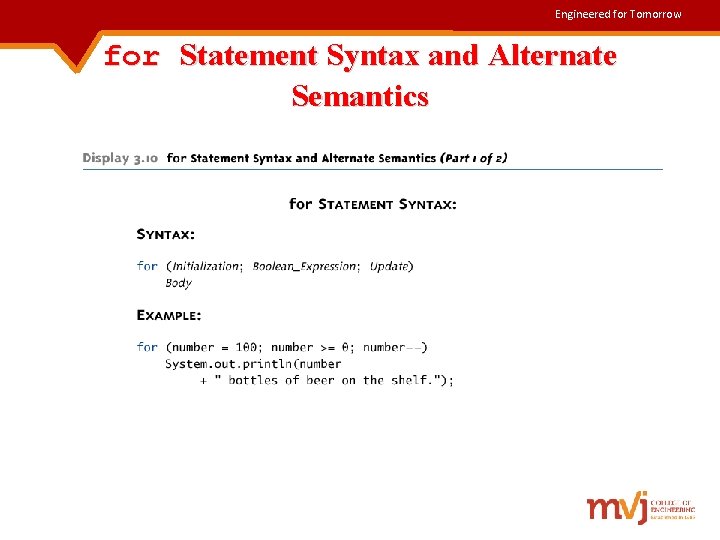 Engineered for Tomorrow for Statement Syntax and Alternate Semantics 