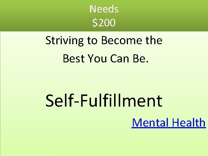 Needs $200 Striving to Become the Best You Can Be. Self-Fulfillment Mental Health 