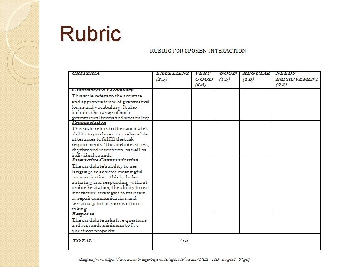 Rubric 