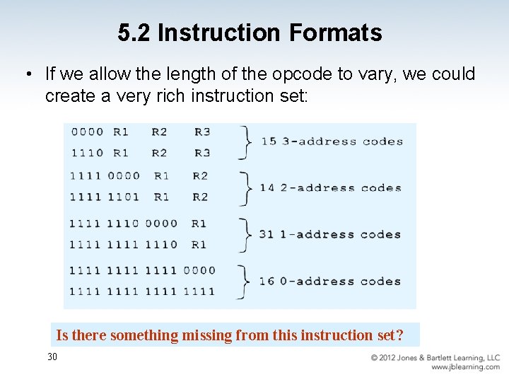 5. 2 Instruction Formats • If we allow the length of the opcode to