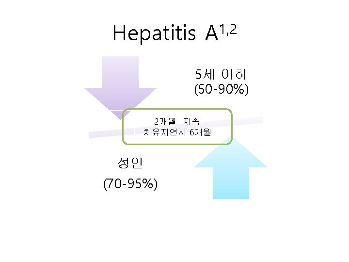 Hepatitis A 1, 2 fever nausea fatigue vomiting 식욕부진 Dark urine 5세 이하 (50