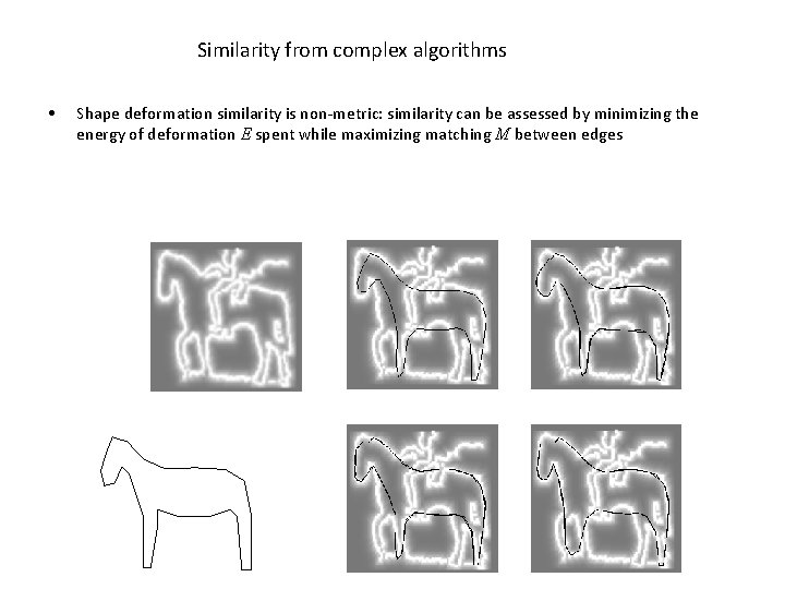 Similarity from complex algorithms • Shape deformation similarity is non-metric: similarity can be assessed