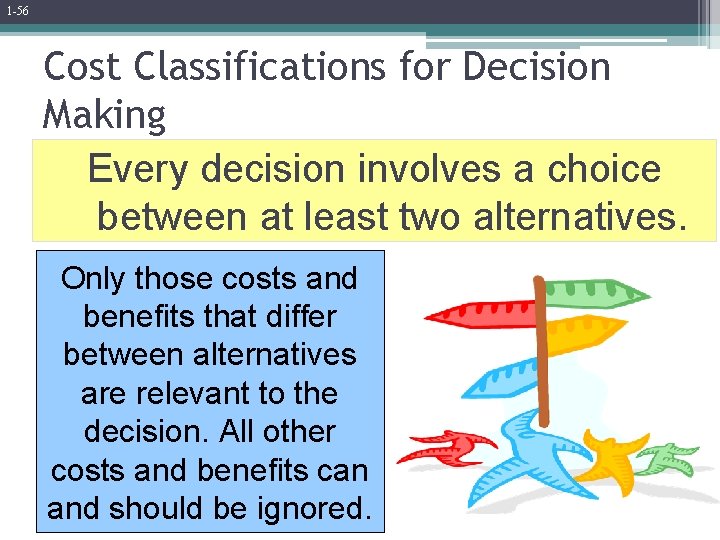 1 -56 Cost Classifications for Decision Making Every decision involves a choice between at