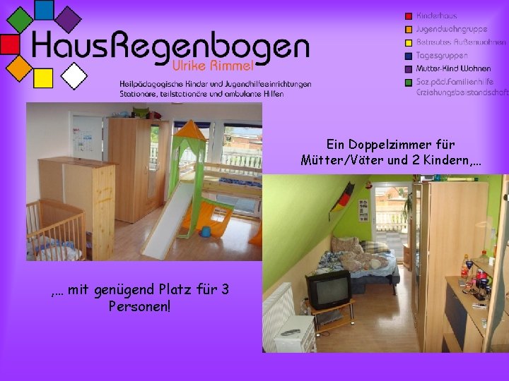 Ein Doppelzimmer für Mütter/Väter und 2 Kindern, … mit genügend Platz für 3 Personen!