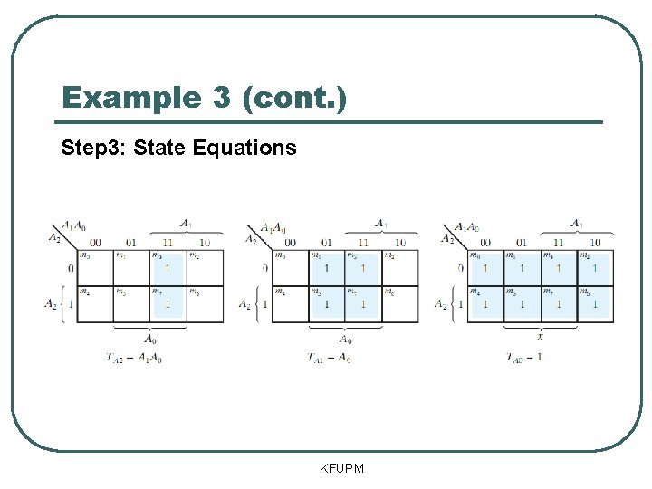 Example 3 (cont. ) Step 3: State Equations KFUPM 
