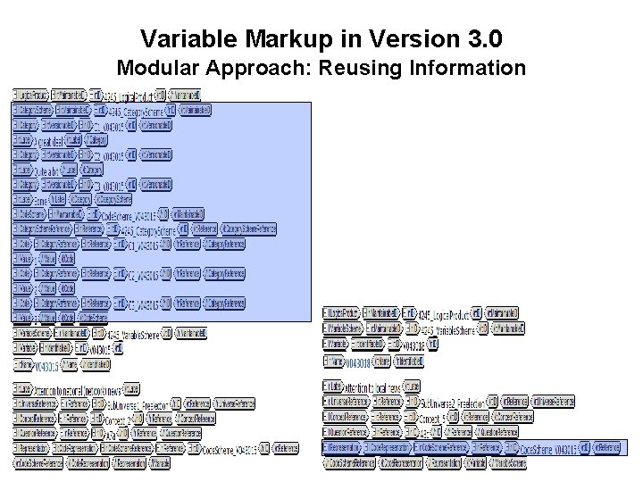 Variable Markup in Version 3. 0 Modular Approach: Reusing Information 