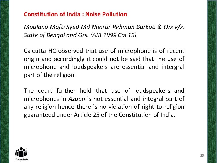 Constitution of India : Noise Pollution Maulana Mufti Syed Md Noorur Rehman Barkati &