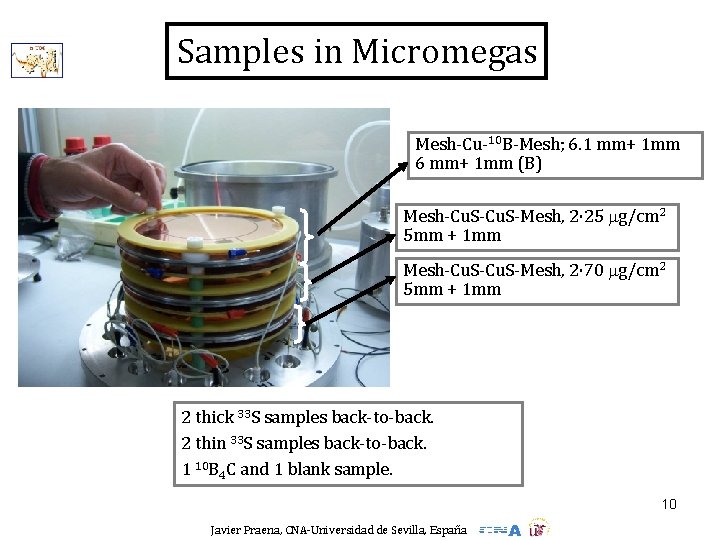 Samples in Micromegas Mesh-Cu-10 B-Mesh; 6. 1 mm+ 1 mm 6 mm+ 1 mm