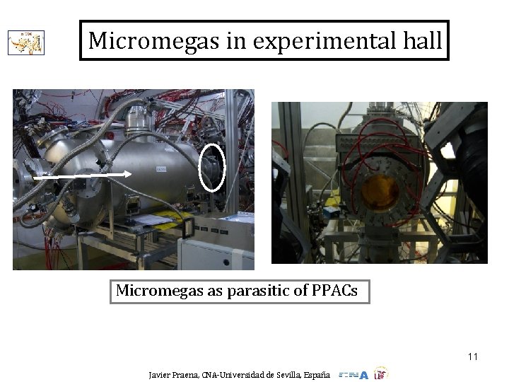 Micromegas in experimental hall Micromegas as parasitic of PPACs 11 Javier Praena, CNA-Universidad de