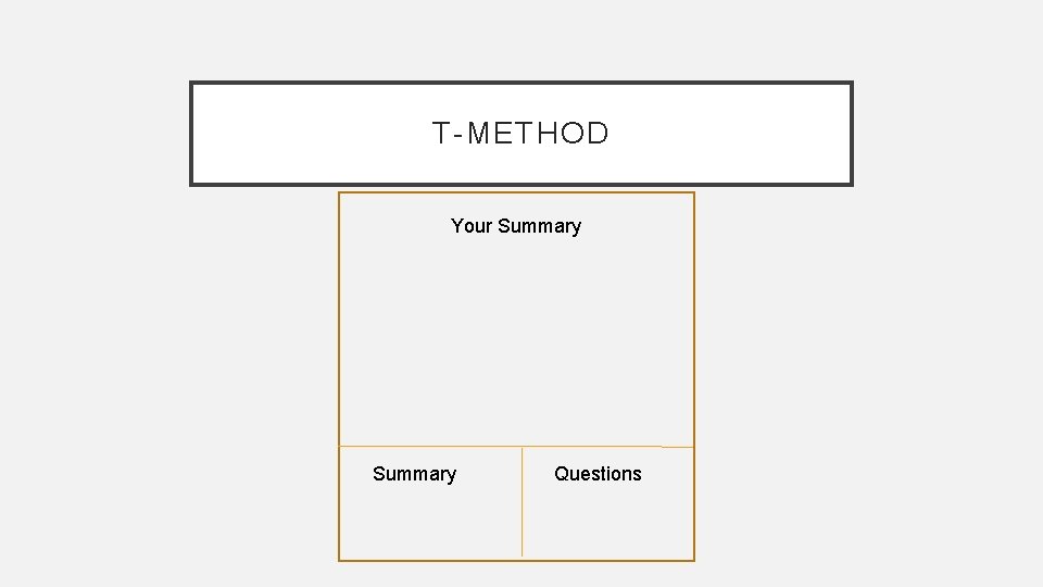T-METHOD Your Summary Questions 