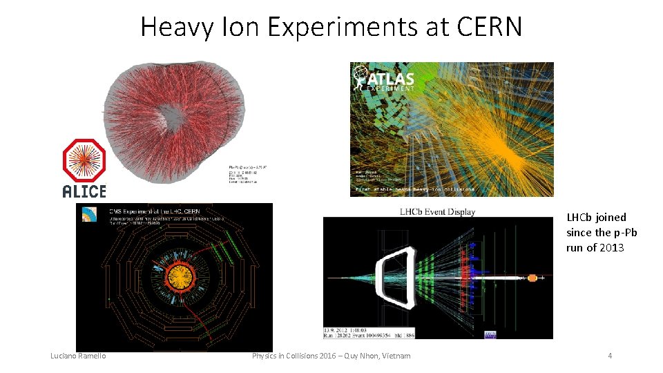 Heavy Ion Experiments at CERN LHCb joined since the p-Pb run of 2013 Luciano