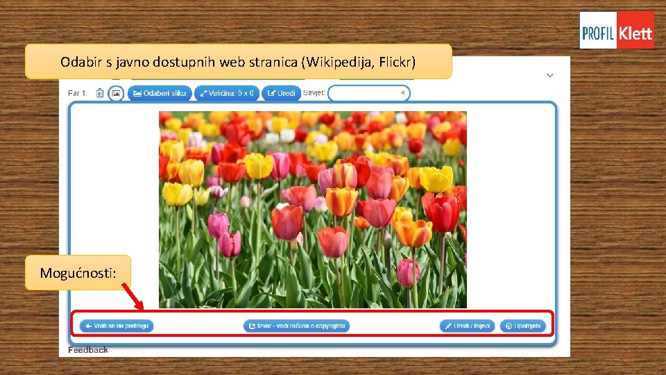 Odabir s javno dostupnih web stranica (Wikipedija, Flickr) Mogućnosti: Odabir s javno dostupnih web stranica (Wikipedija, Flickr) Mogućnosti: