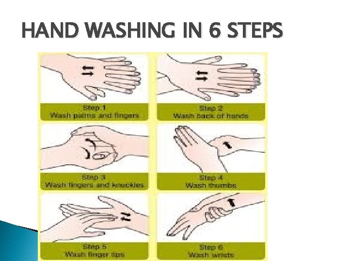 HAND WASHING IN 6 STEPS 