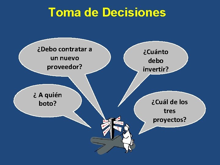 Toma de Decisiones ¿Debo contratar a un nuevo proveedor? ¿ A quién boto? ¿Cuánto