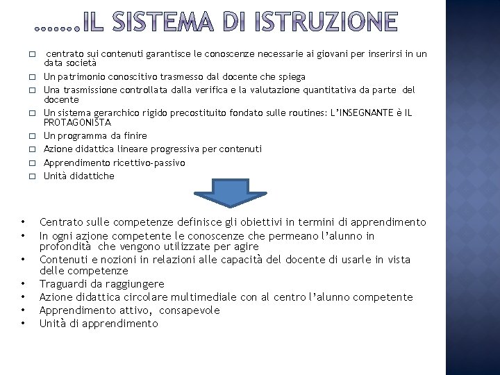 � � � � • • centrato sui contenuti garantisce le conoscenze necessarie ai � � � � • • centrato sui contenuti garantisce le conoscenze necessarie ai