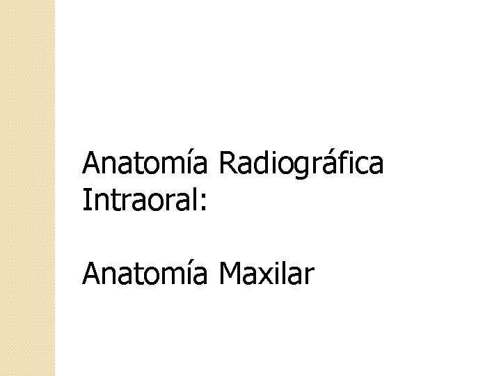 Anatomía Radiográfica Intraoral: Anatomía Maxilar 