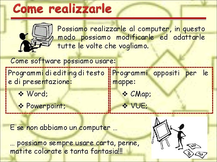 Possiamo realizzarle al computer, in questo modo possiamo modificarle ed adattarle tutte le volte