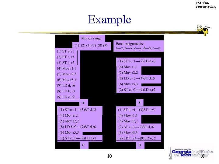 PACT’ 02 presentation Example 10 10 
