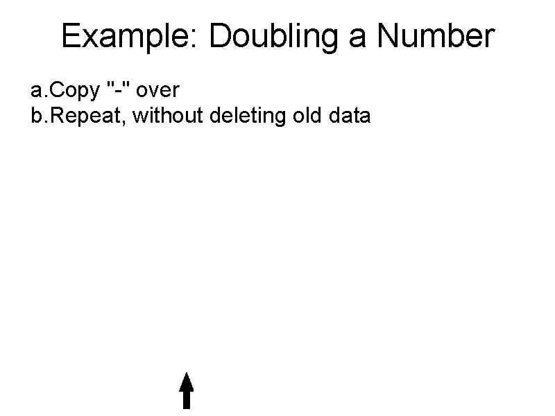 Example: Doubling a Number a. Copy "-" over b. Repeat, without deleting old data