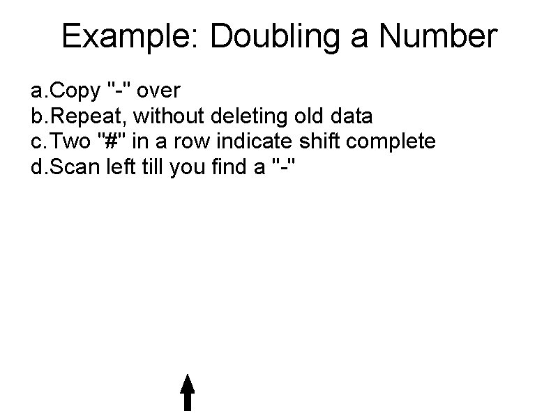 Example: Doubling a Number a. Copy "-" over b. Repeat, without deleting old data