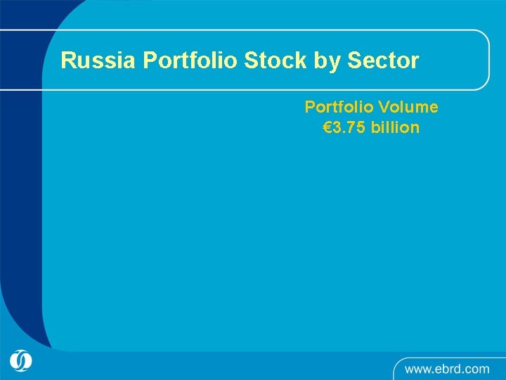 Russia Portfolio Stock by Sector Portfolio Volume € 3. 75 billion Russia Portfolio Stock by Sector Portfolio Volume € 3. 75 billion