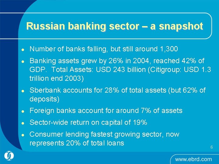 Russian banking sector – a snapshot l l l Number of banks falling, but Russian banking sector – a snapshot l l l Number of banks falling, but
