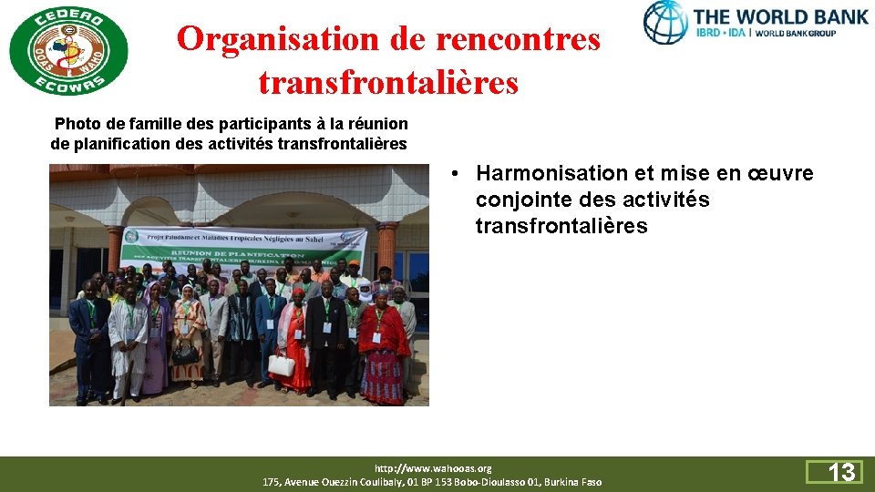 Organisation de rencontres transfrontalières Photo de famille des participants à la réunion de planification