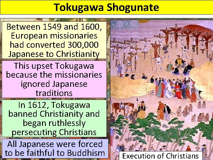 Tokugawa Shogunate Between 1549 and 1600, European missionaries had converted 300, 000 Japanese to