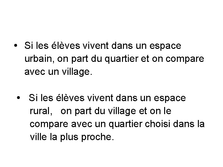  Si les élèves vivent dans un espace urbain, on part du quartier et