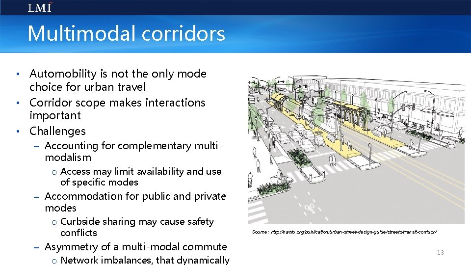 Multimodal corridors • Automobility is not the only mode choice for urban travel •