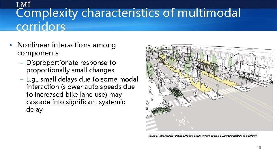 Complexity characteristics of multimodal corridors • Nonlinear interactions among components – Disproportionate response to