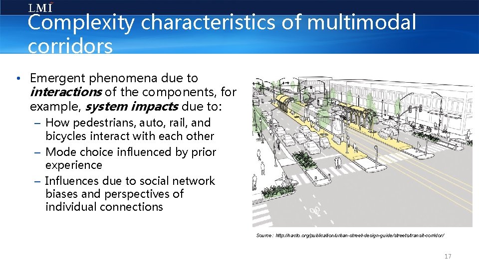 Complexity characteristics of multimodal corridors • Emergent phenomena due to interactions of the components,