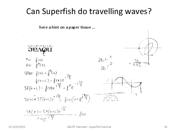 Can Superfish do travelling waves? here a hint on a paper tissue. . . Can Superfish do travelling waves? here a hint on a paper tissue. . .