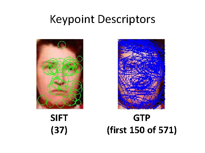 Keypoint Descriptors SIFT (37) GTP (first 150 of 571) 