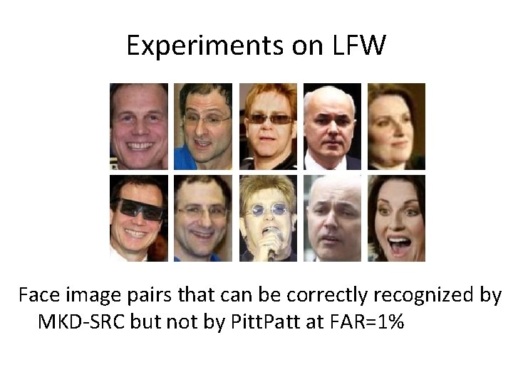 Experiments on LFW Face image pairs that can be correctly recognized by MKD-SRC but